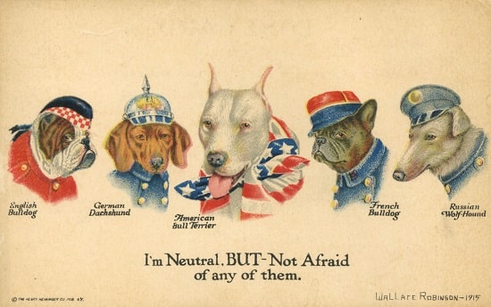 A 1915 political cartoon about the United States neutrality
