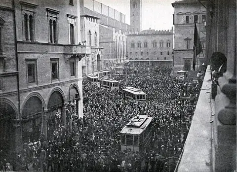 A pro war demonstration in Bologna, Italy, 1914