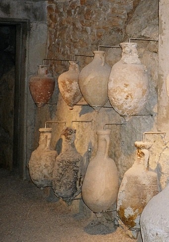 After fermentation, Roman wine was stored in amphoras 