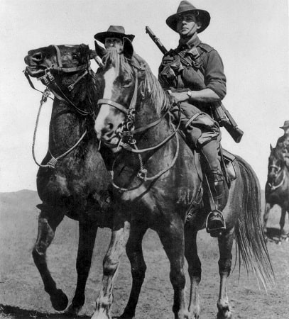 Australian light horsemen riding waler horses