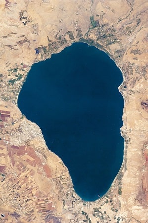 Birds eye view of the Sea of Galilee