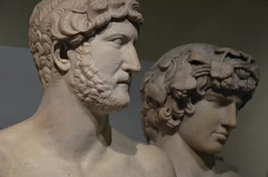 British Museum busts of Hadrian (left) and Antinous (right)