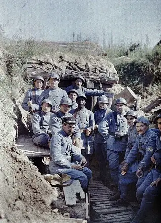 French soldiers posing in a trench, 16 June 1917