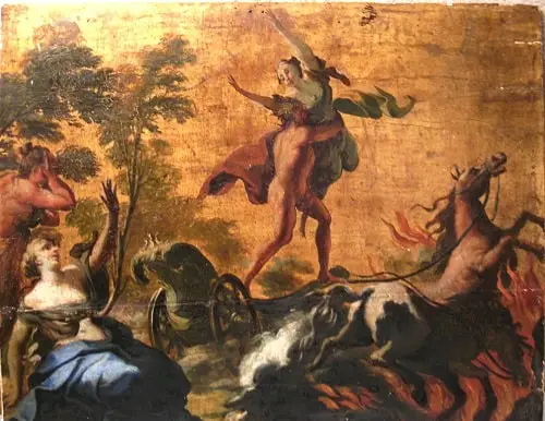 Oil painting of Hades abducting Persephone, 18th Century