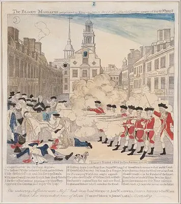 Paul Revere's engraving of The Boston Massacre, colored by Christian Remick