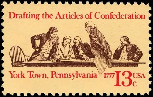 Postage stamp commemorating the Articles of Confederation