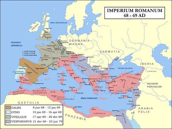The Roman Empire in 68-69 AD