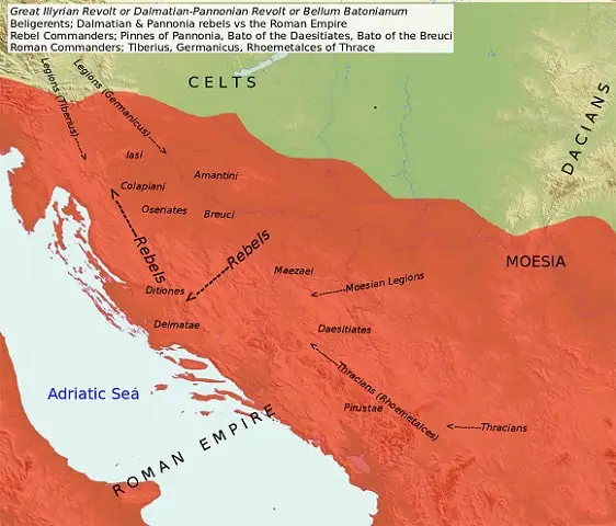 Map of The Great Illyrian Revolt