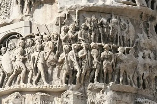 Relief scene of Roman legionaries marching, from the Column of Marcus Aurelius, Rome