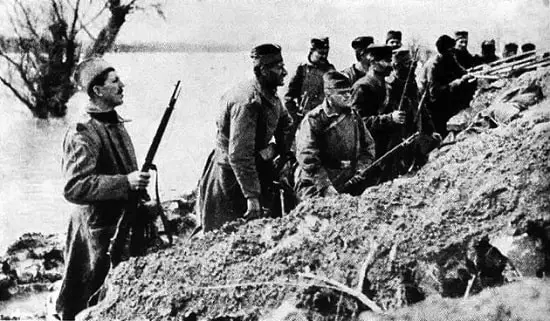 Serbian infantry on Ada Ciganlija during the First World War