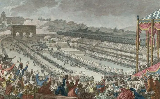 The Fête de la Fédération on 14 July 1790 celebrated the establishment of the constitutional monarchy