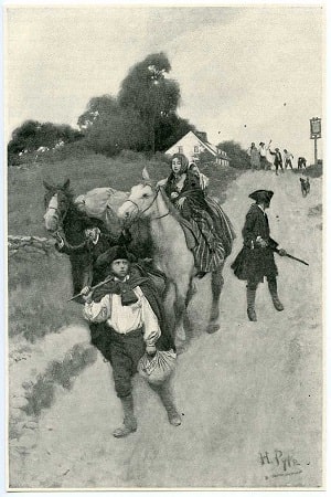 An early 20th century representation of Loyalists fleeing to British Canada