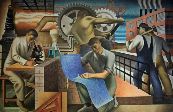 Bustling with work and activity, The Wealth of the Nation by Seymour Fogel is an interpretation of the theme of Social Security