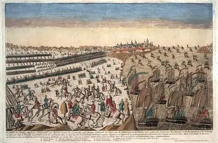 Overview of the capitulation of the British army at Yorktown, with the blockade of the French squadron